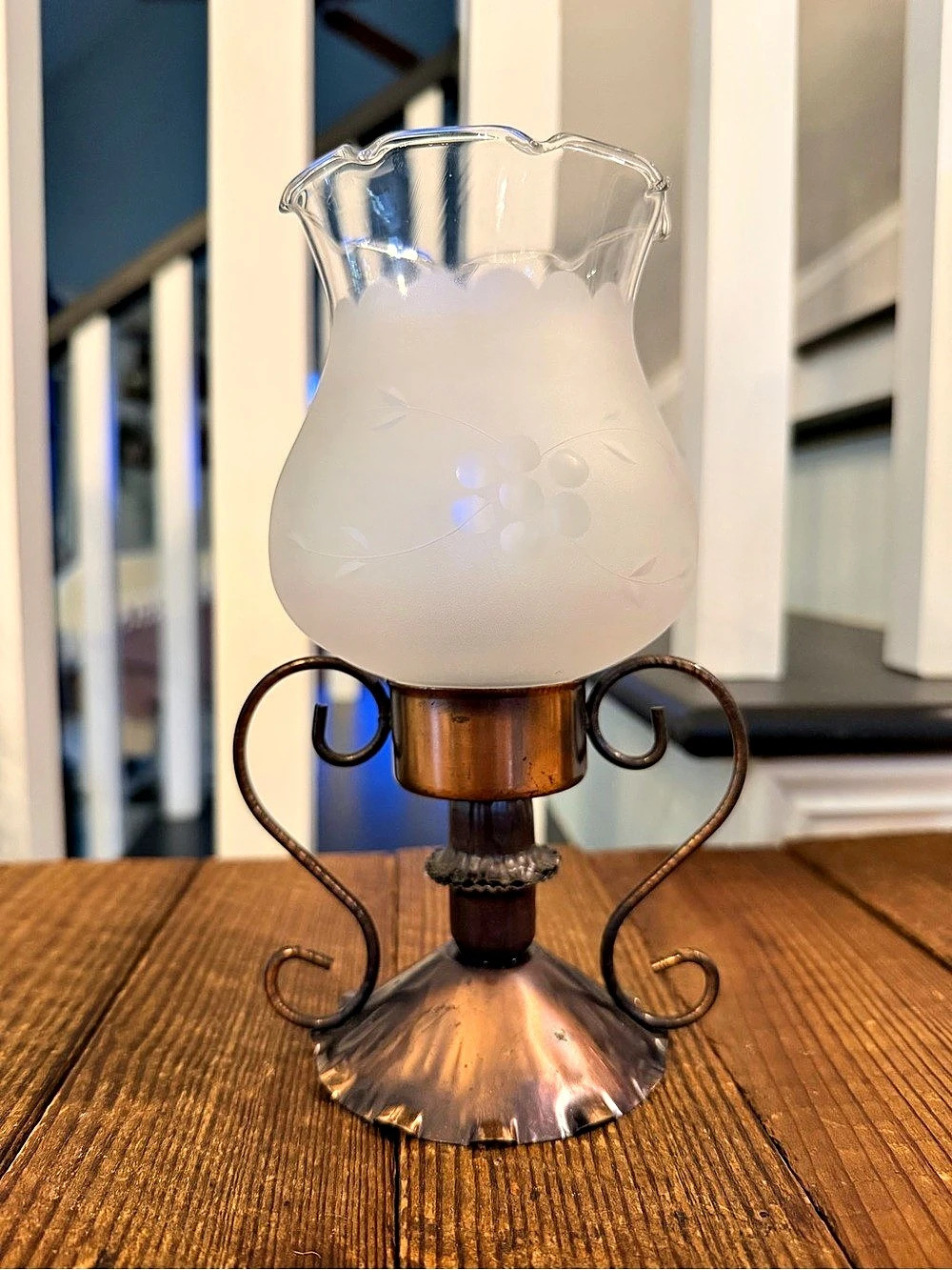 Vintage small hurricane boudoir table candle lamp